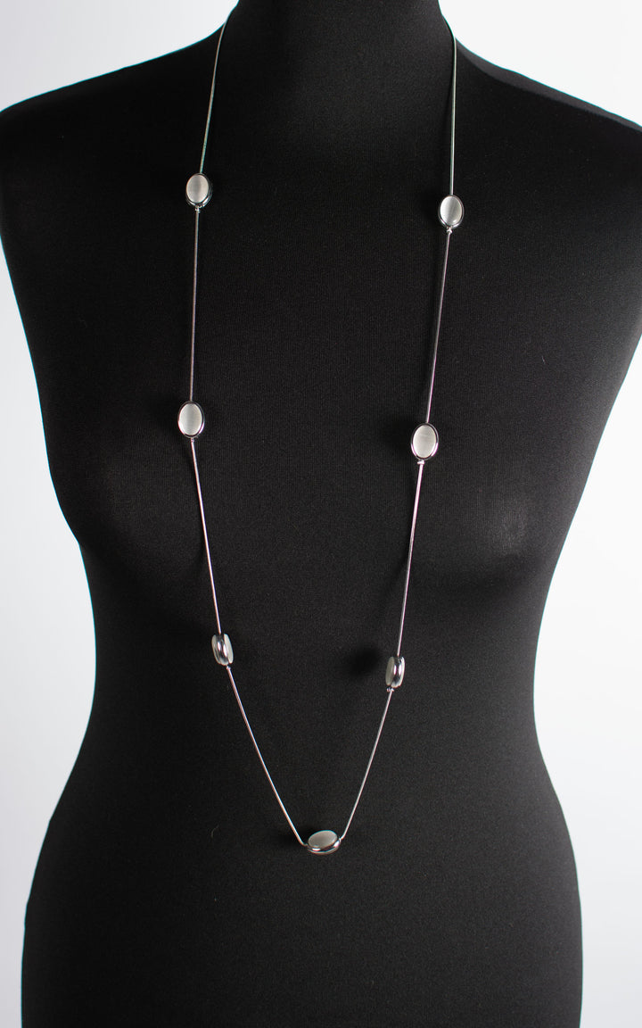 Jet Necklace | Glass Drop | Silver