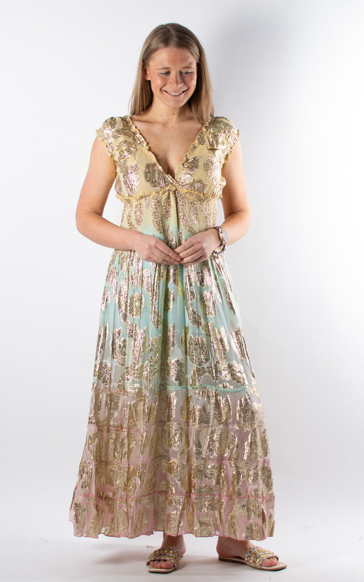 Joanna Floral Maxi Dress | Gold