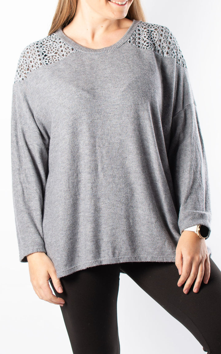 Joyce Lace Top | Grey