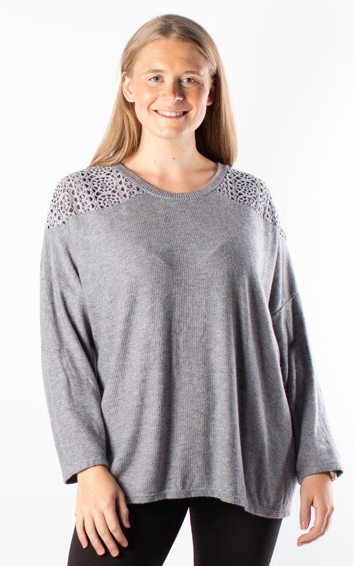 Joyce Lace Top | Grey