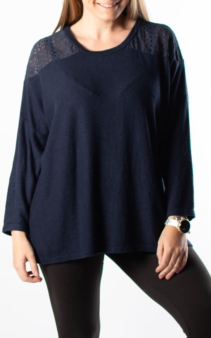 Joyce Lace Top | Navy