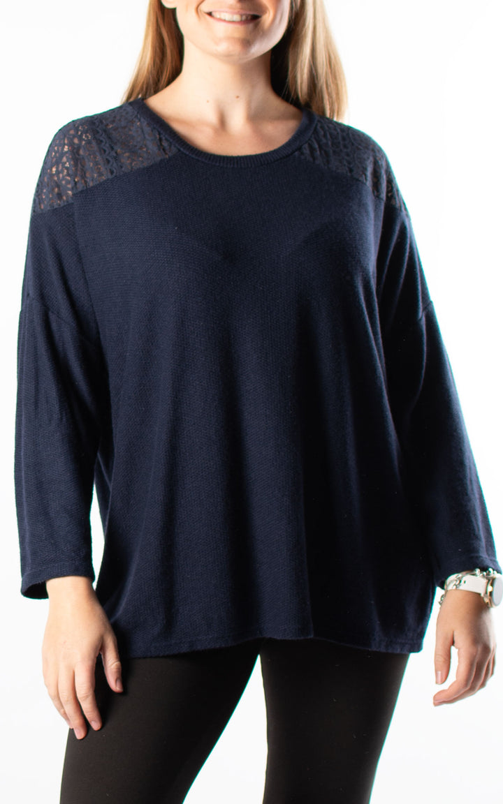 Joyce Lace Top | Navy