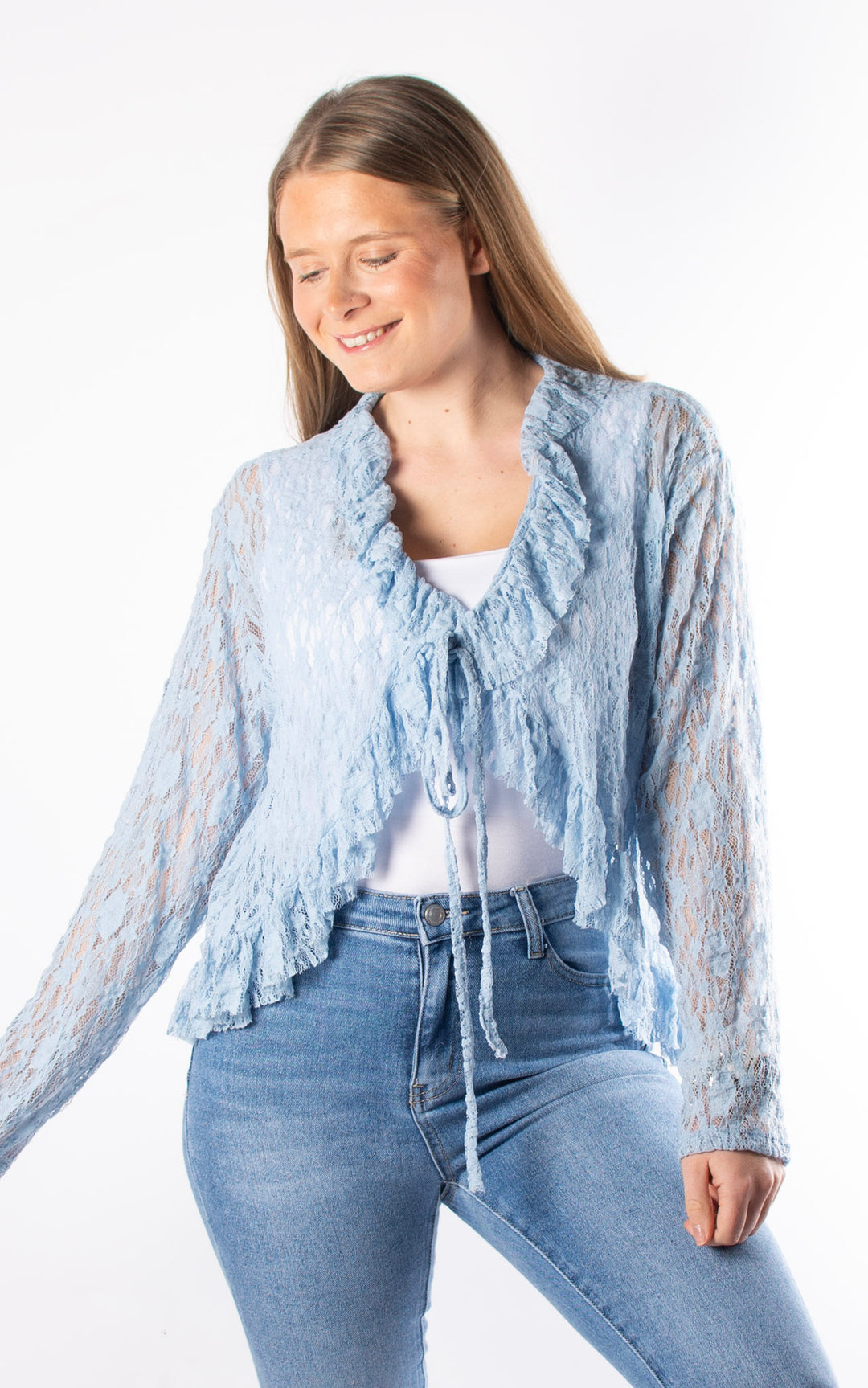 Juliet Frill Lace Cardigan| Blue