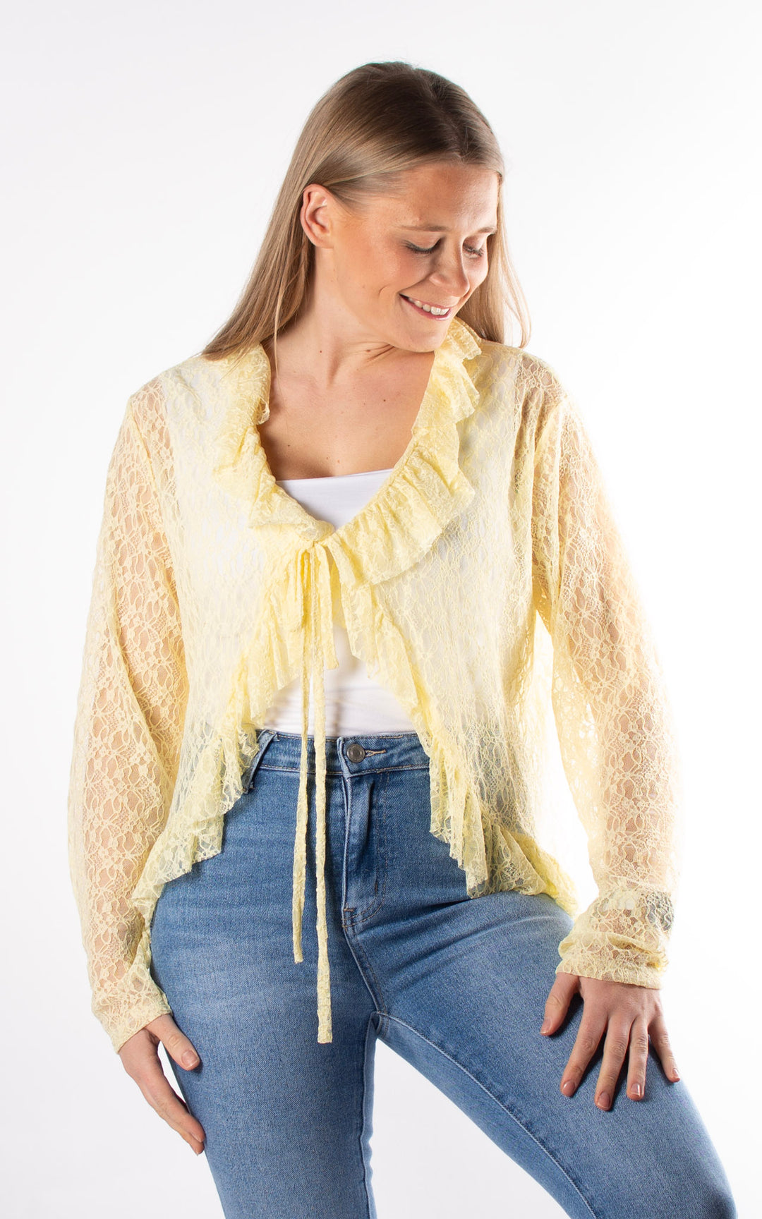 Juliet Frill Lace Cardigan| Yellow