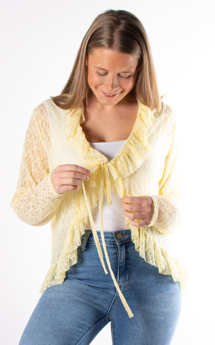 Juliet Frill Lace Cardigan| Yellow