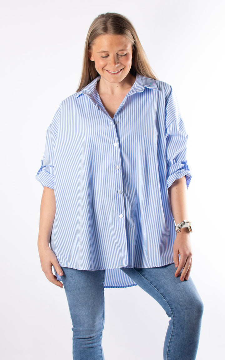 Kailani Long Sleeve Shirt | Blue and White Stripe