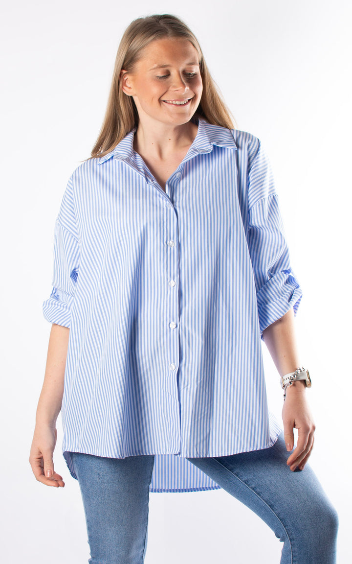 Kailani Long Sleeve Shirt | Blue and White Stripe