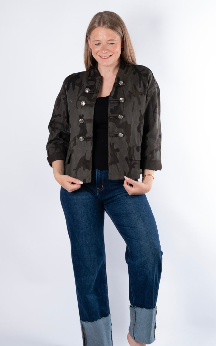 Kaisley Camo Jacket | Chocolate