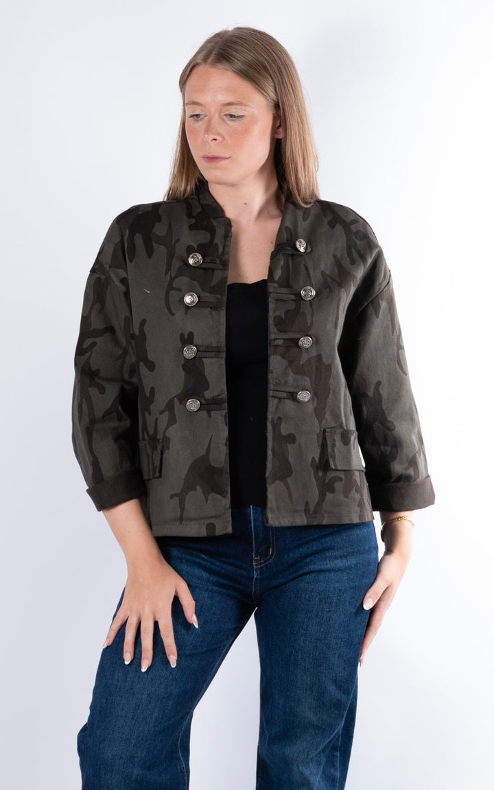 Kaisley Camo Jacket | Chocolate