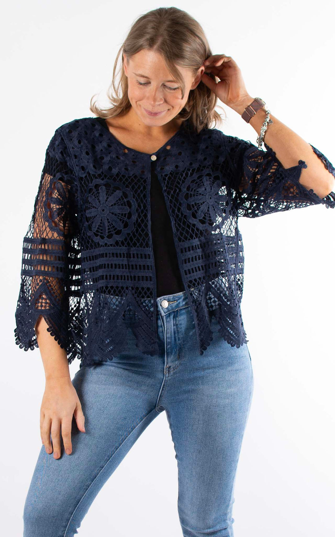 Katherine Lace Cardigan| Navy