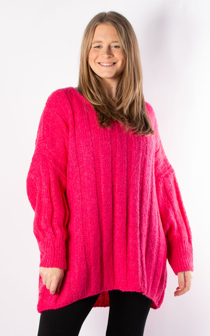 Kathy Chunky Knit | Hot Pink