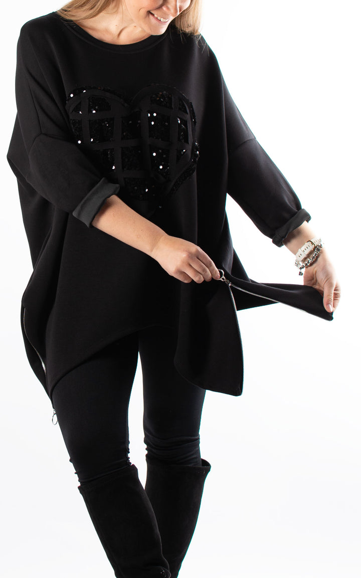 Keeley Tunic | Heart | Black