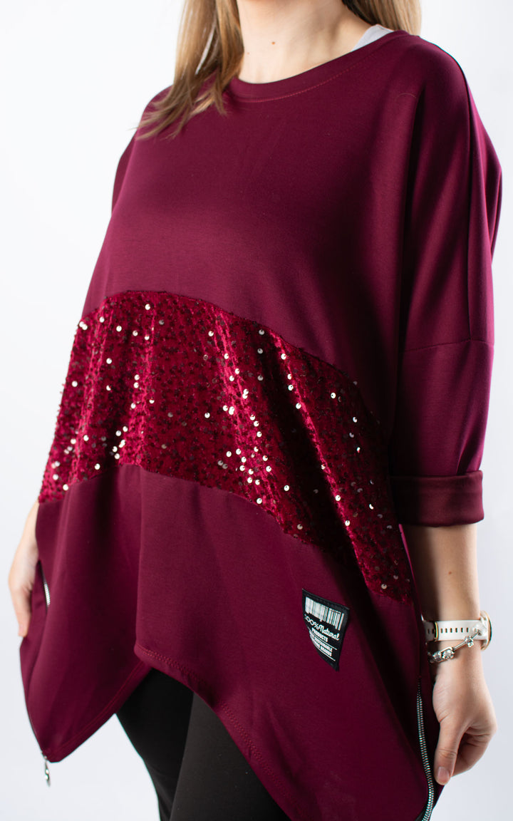 Keeley Tunic | Sequin | Burgundy