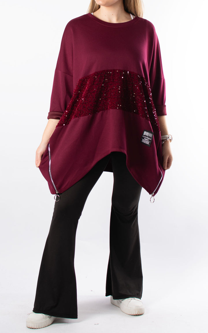 Keeley Tunic | Sequin | Burgundy