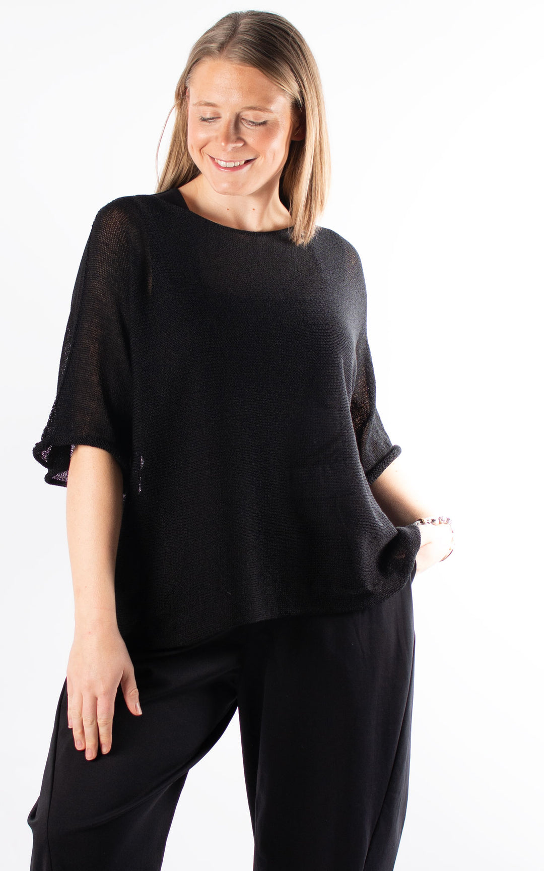 Kelsey Fine Knit Top | Black