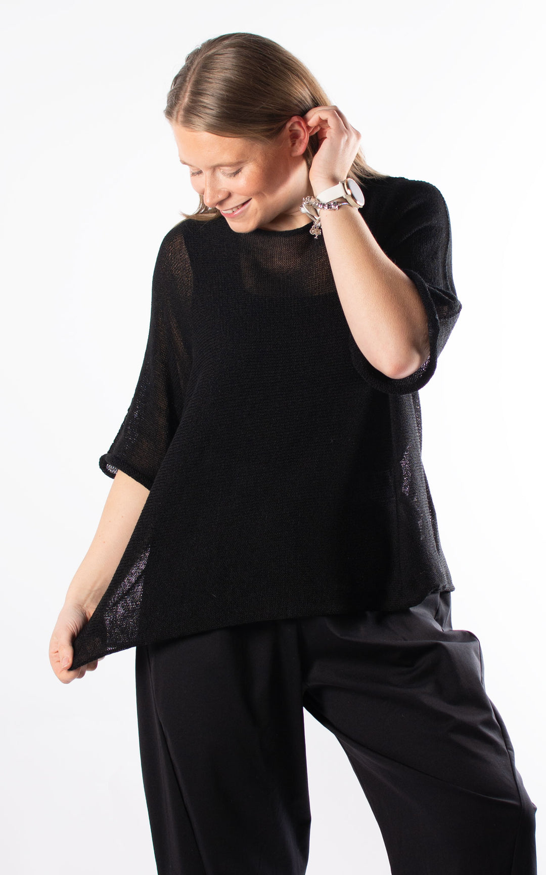 Kelsey Fine Knit Top | Black