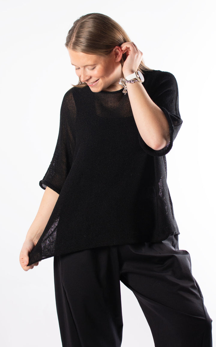 Kelsey Fine Knit Top | Black