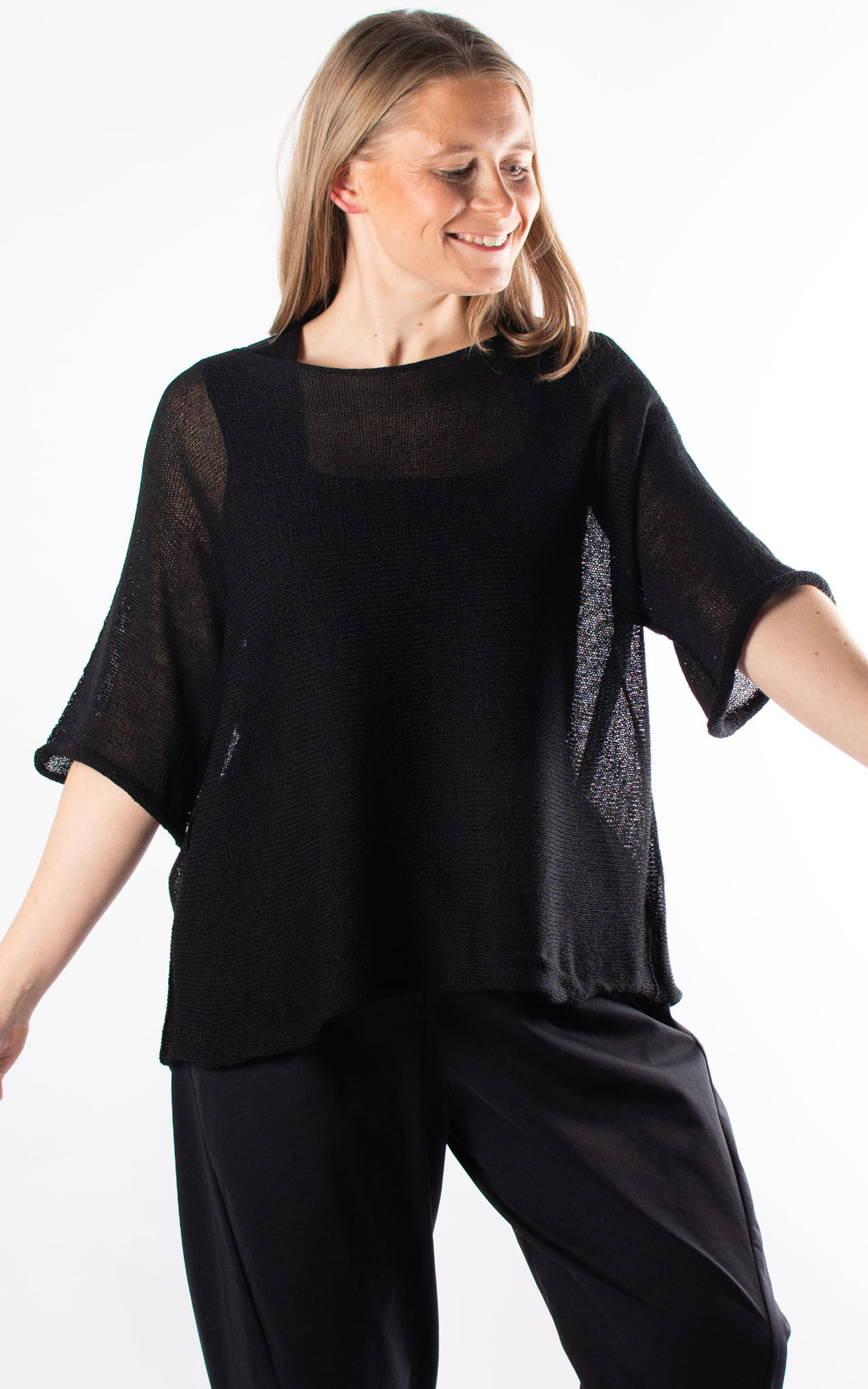 Kelsey Fine Knit Top | Black