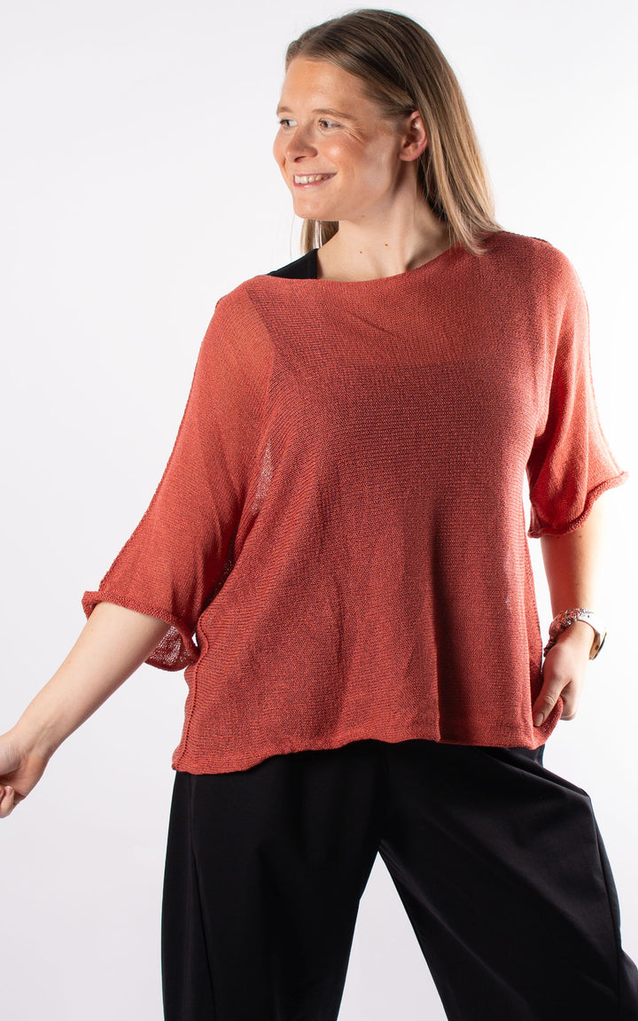 Kelsey Fine Knit Top | Rust