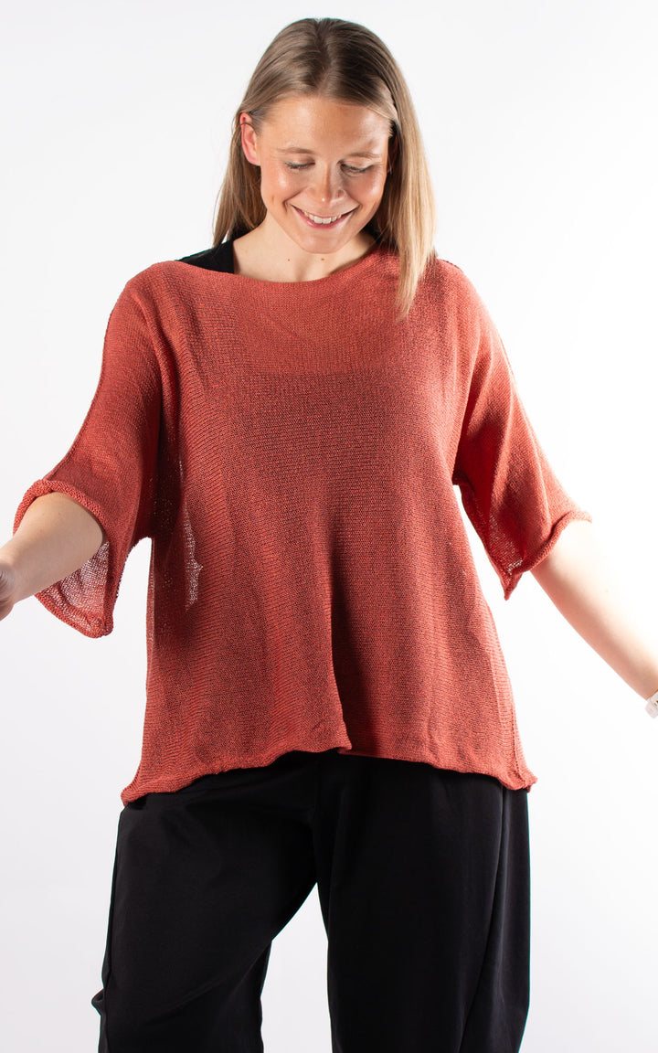 Kelsey Fine Knit Top | Rust