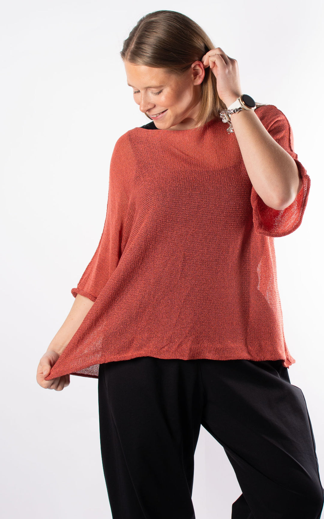 Kelsey Fine Knit Top | Rust