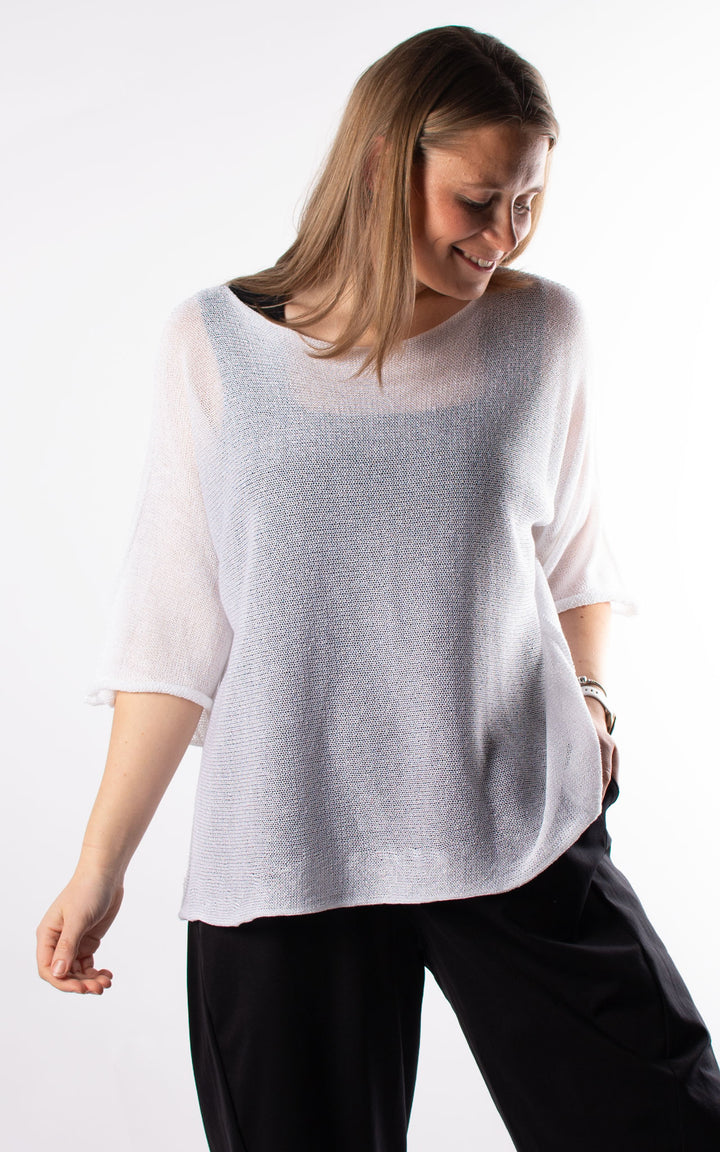 Kelsey Fine Knit Top | White
