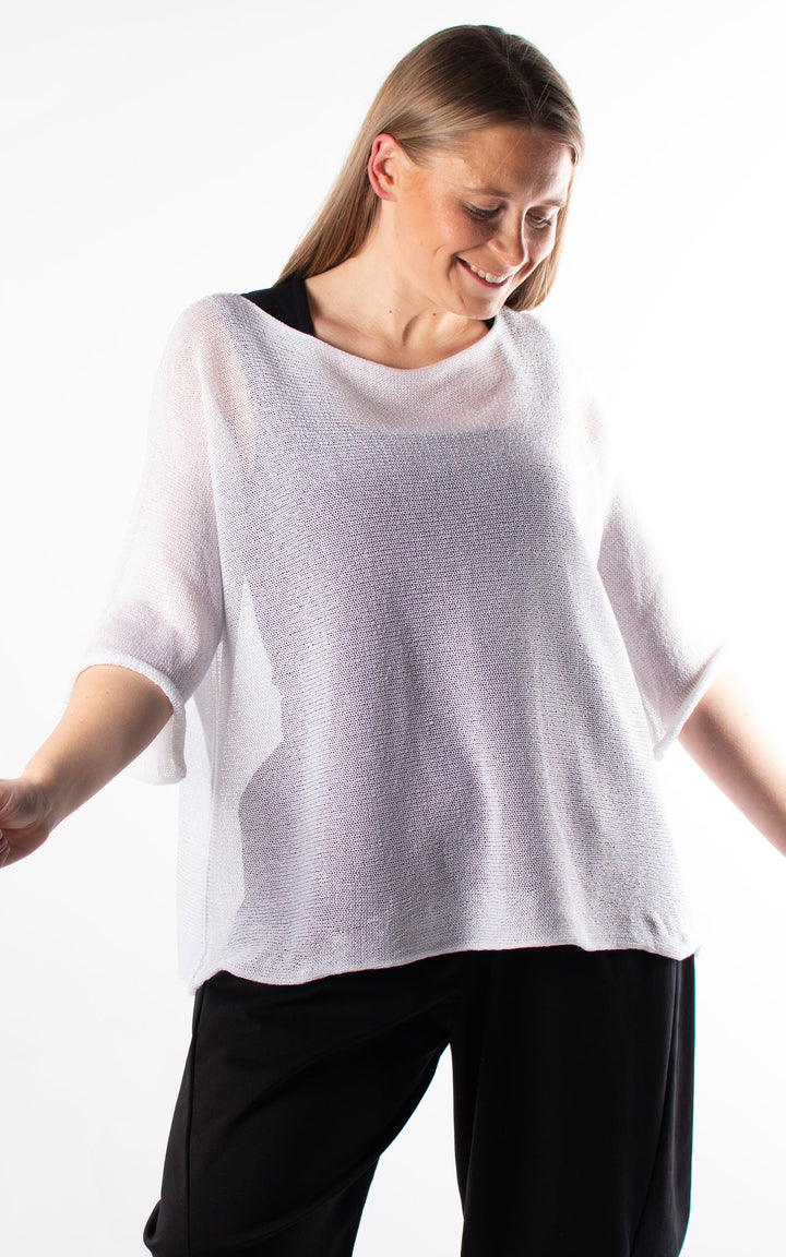 Kelsey Fine Knit Top | White