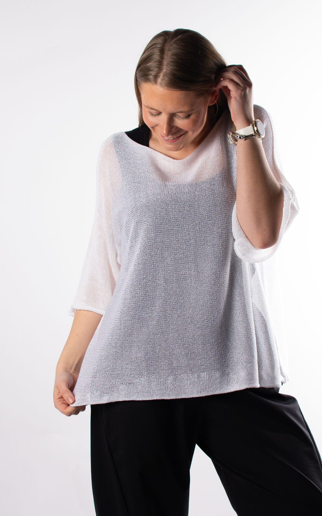 Kelsey Fine Knit Top | White