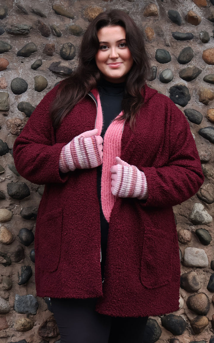 Kerry Boucle | Zip Up | Burgundy