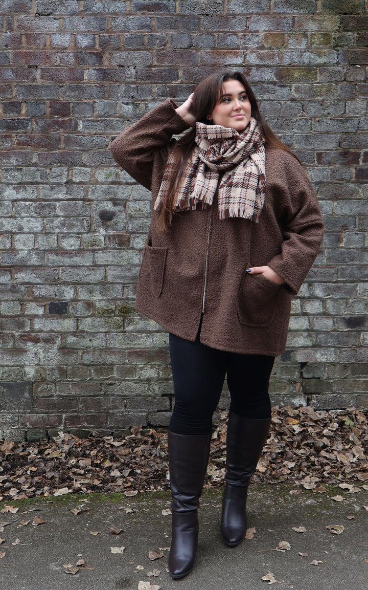 Kerry Boucle | Zip Up | Chocolate