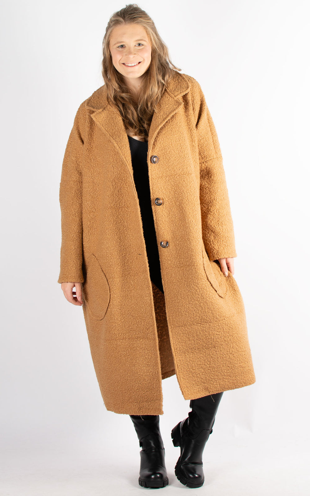 Tan on sale boucle coat