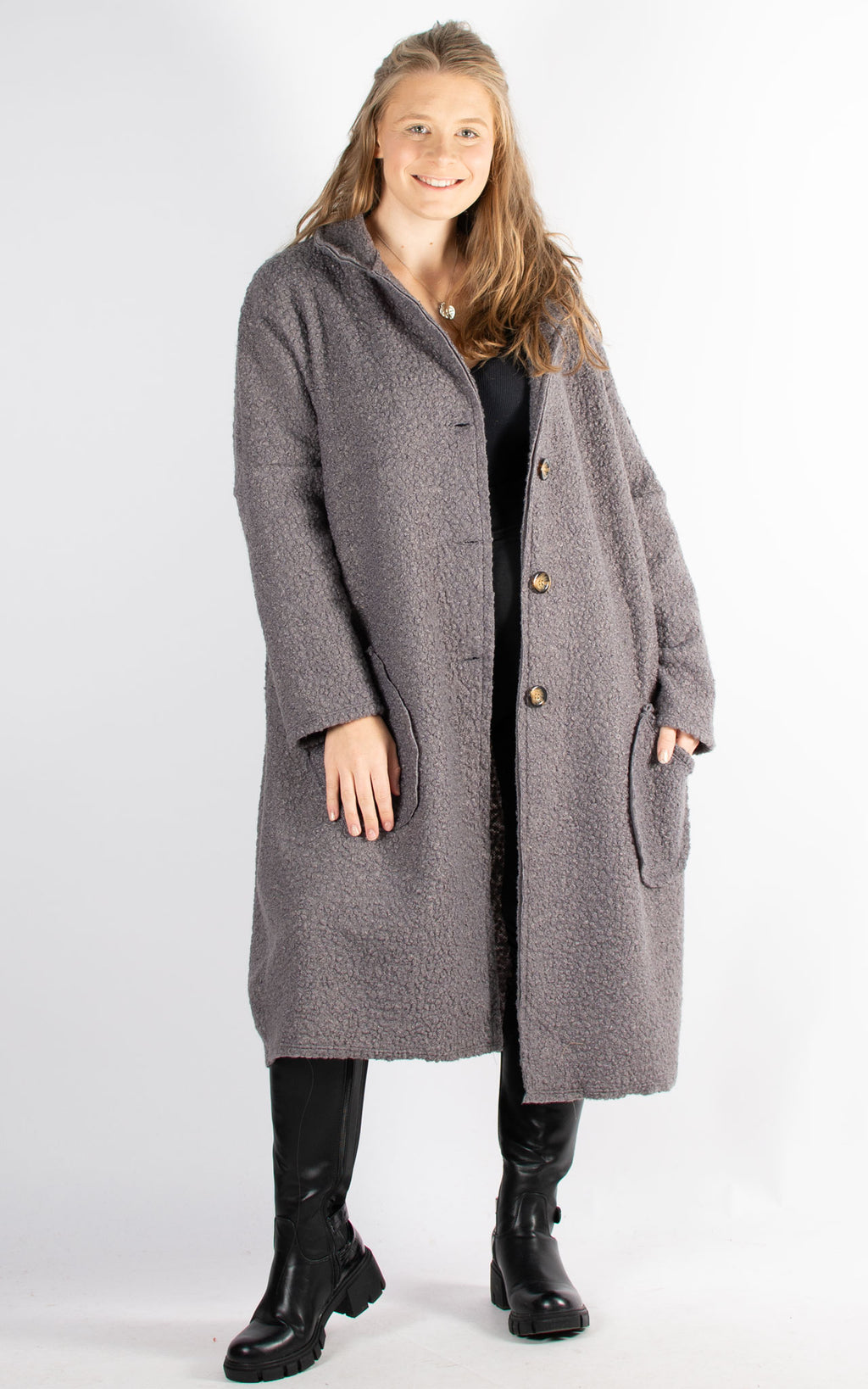 Kerry Boucle Coat | Charcoal