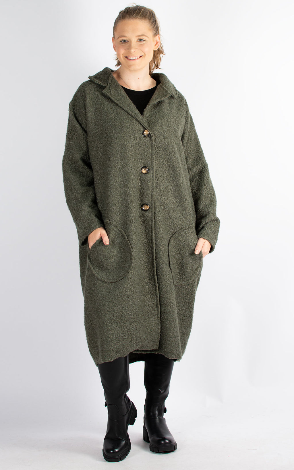 Kerry Boucle Coat | Khaki