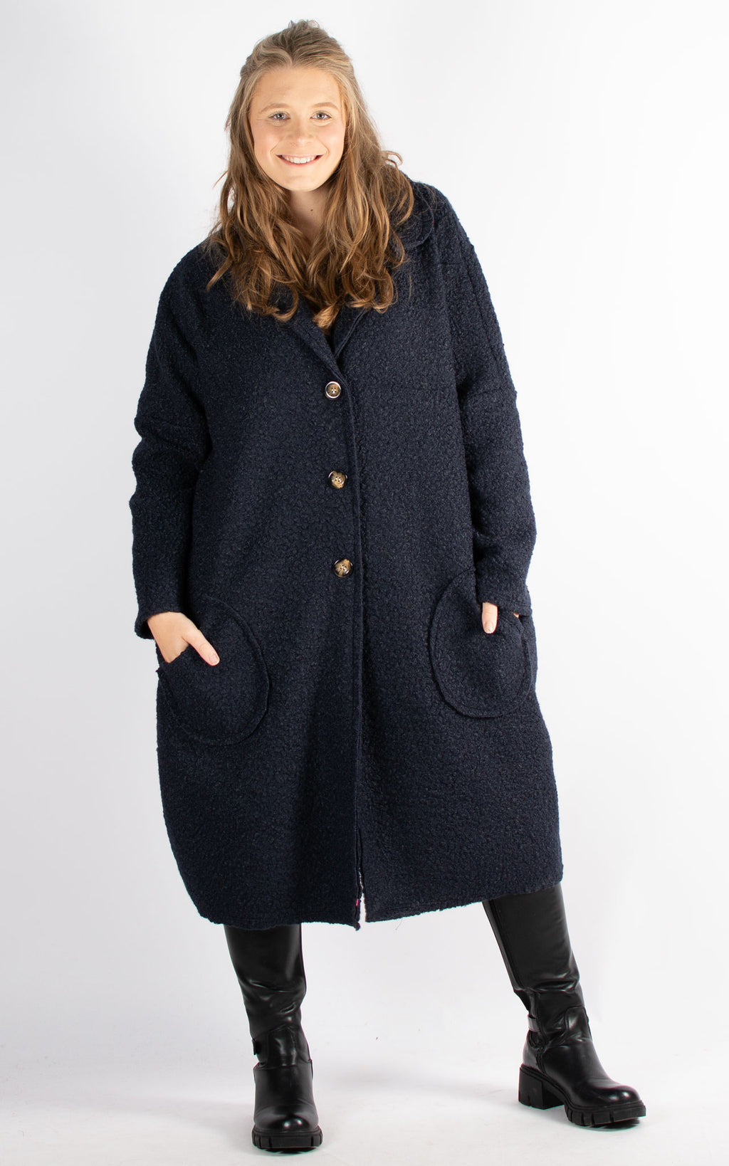 Kerry Boucle Coat | Navy