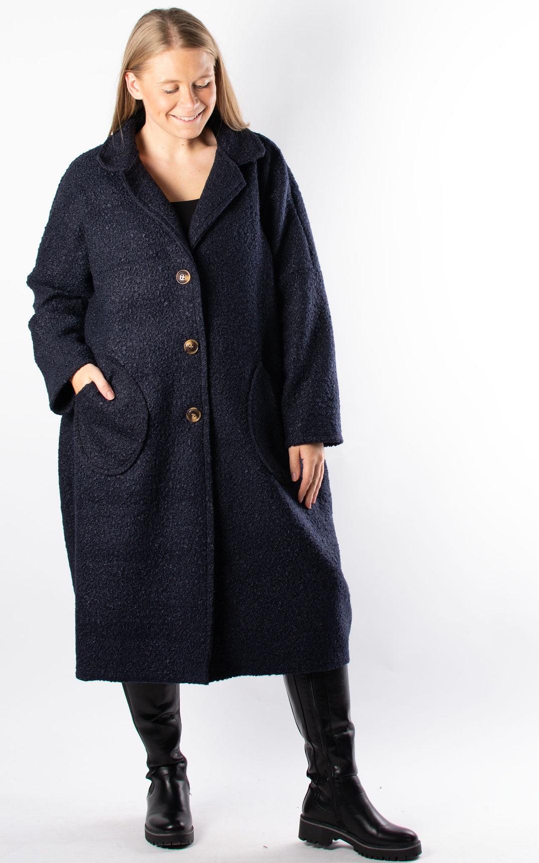 Kerry Boucle Coat | Navy