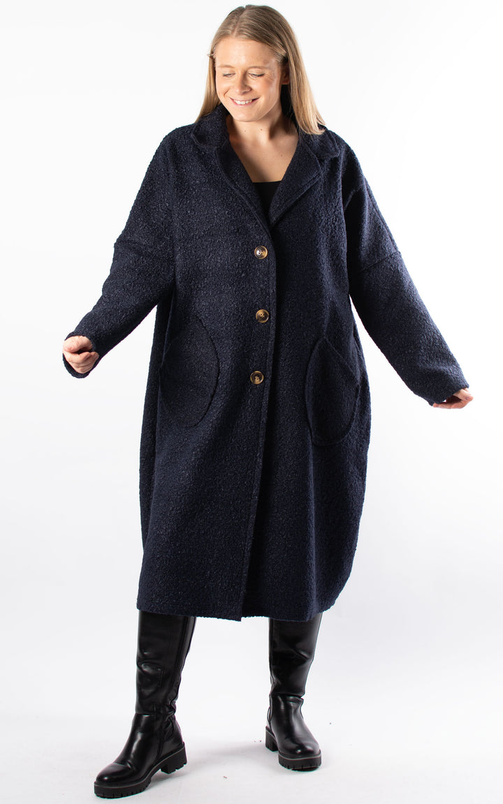 Kerry Boucle Coat | Navy