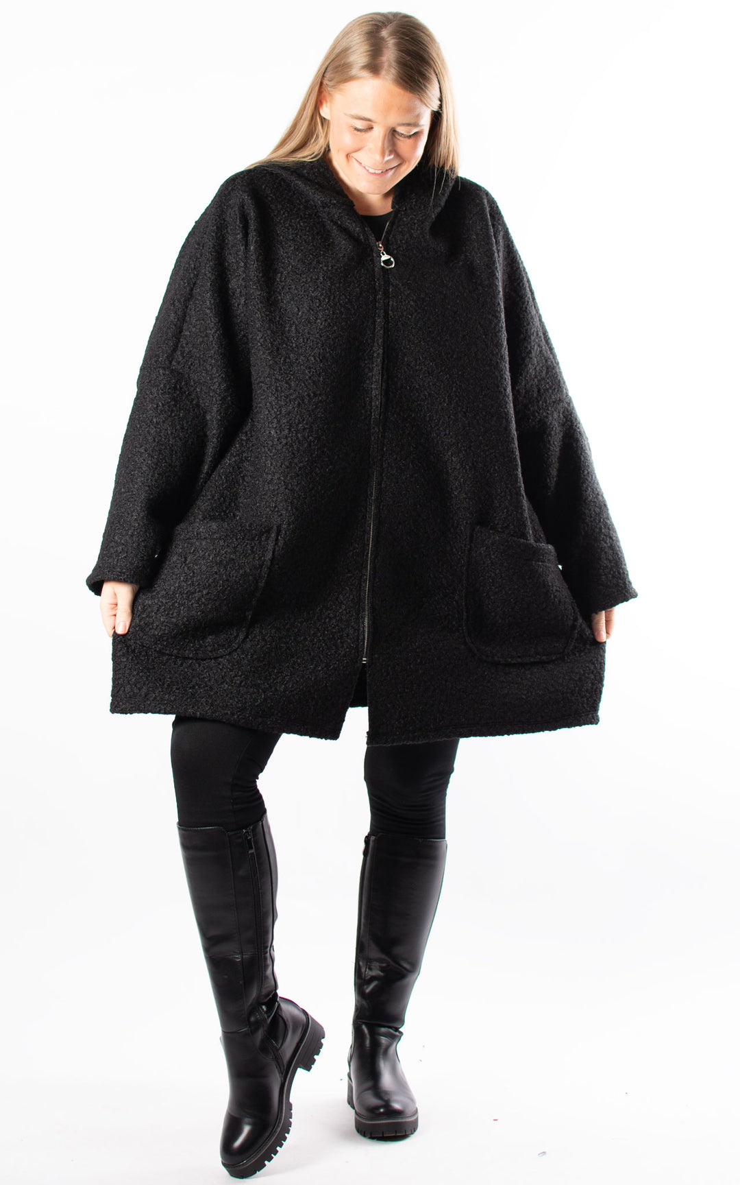 Kerry Boucle | Zip Up | Black