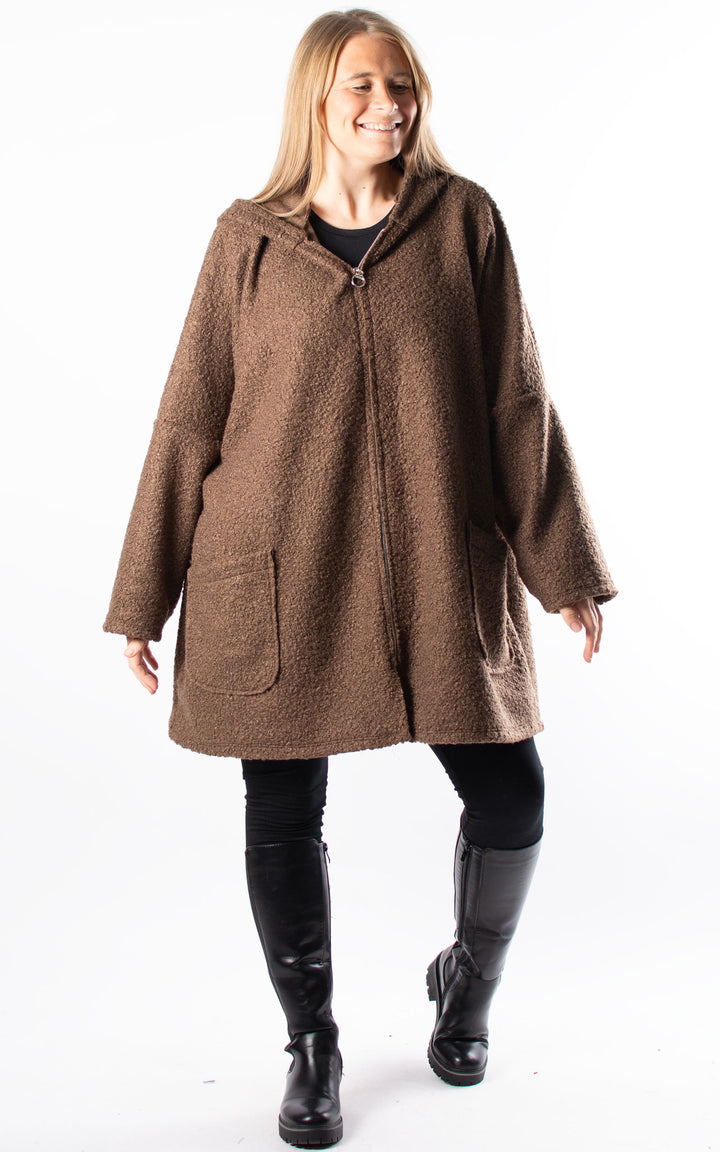 Kerry Boucle | Zip Up | Chocolate