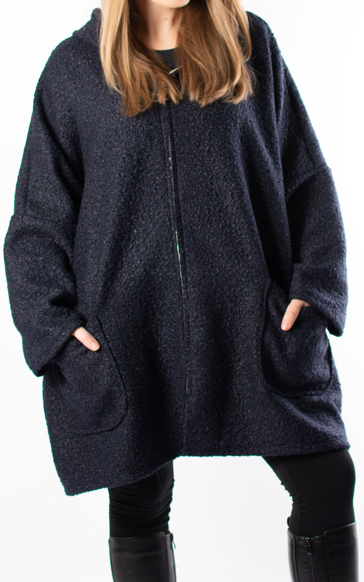Kerry Boucle | Zip Up | Navy