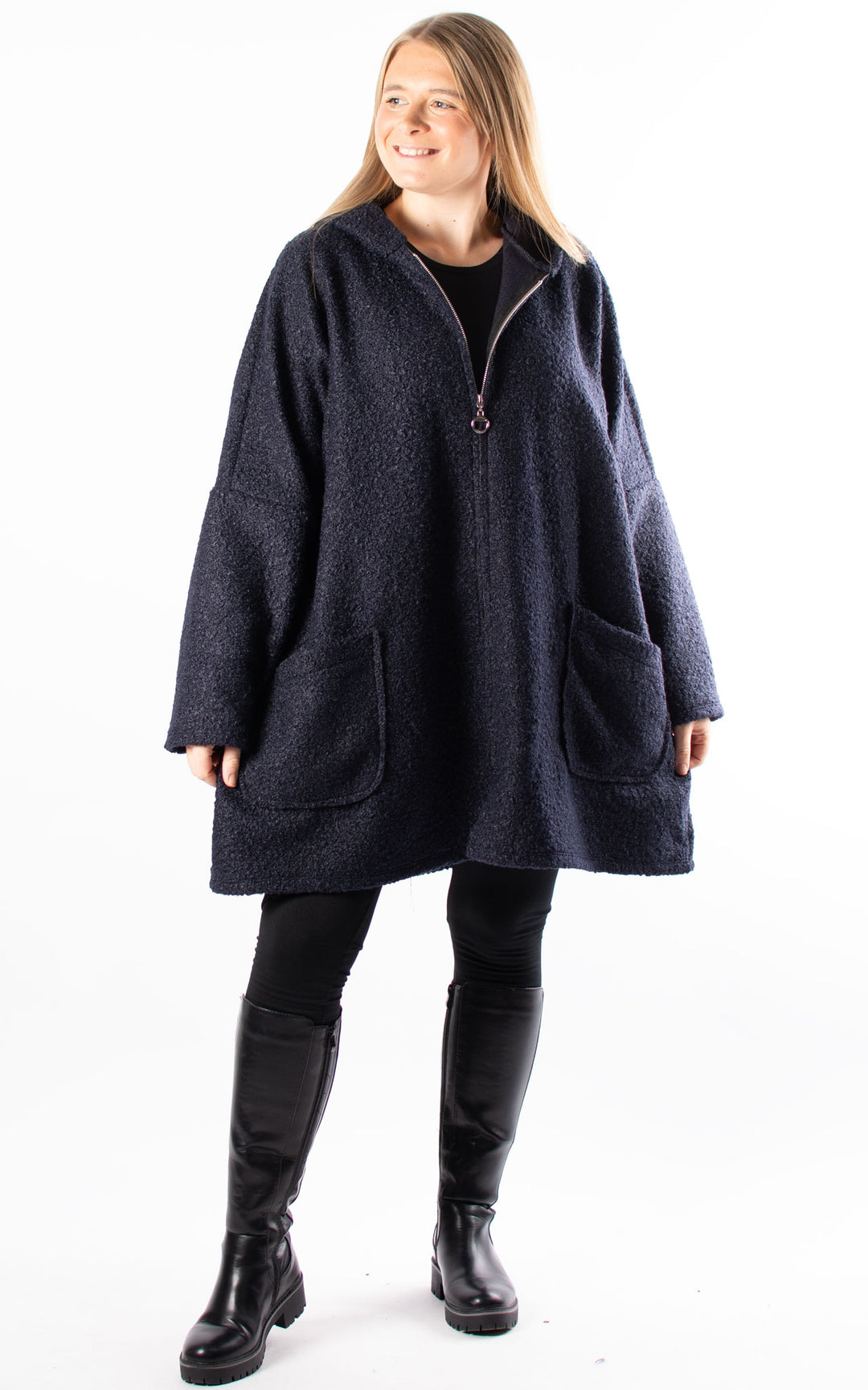 Kerry Boucle | Zip Up | Navy
