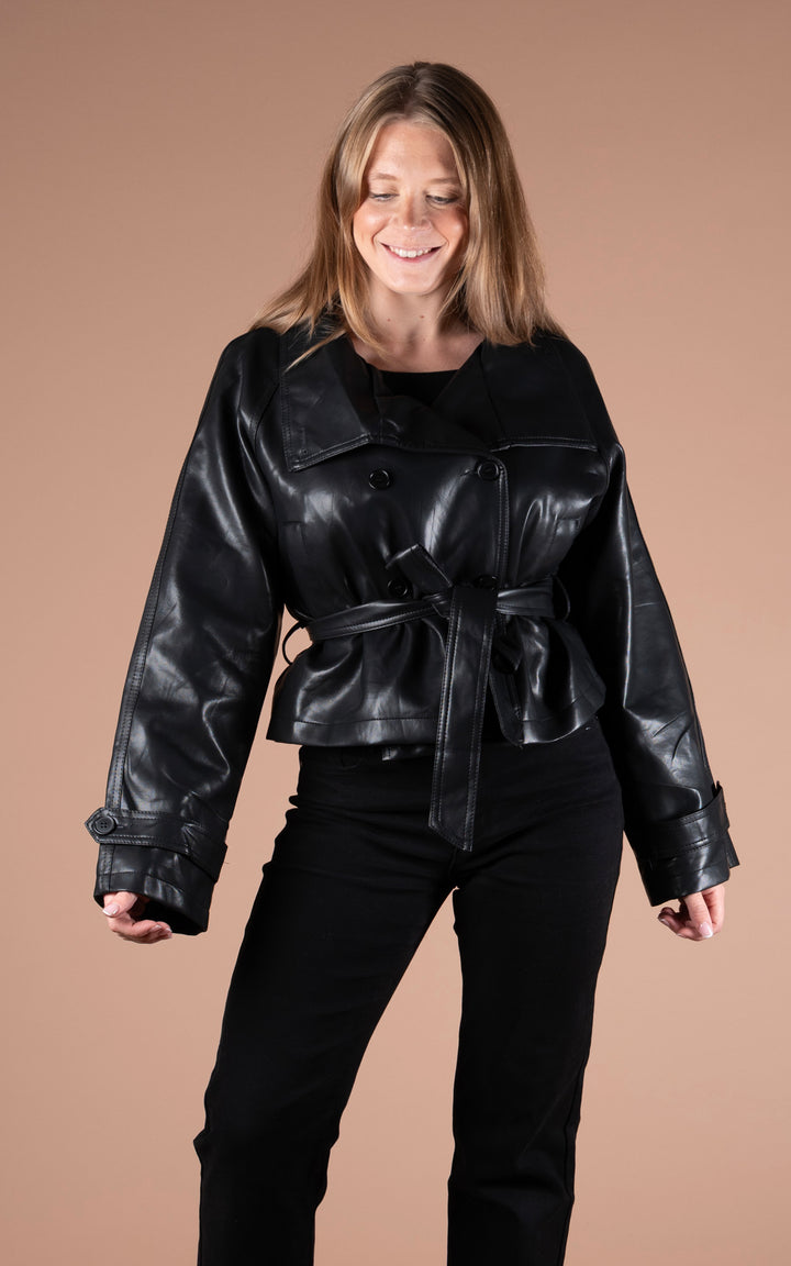 Kimora Faux Leather Jacket  | Black