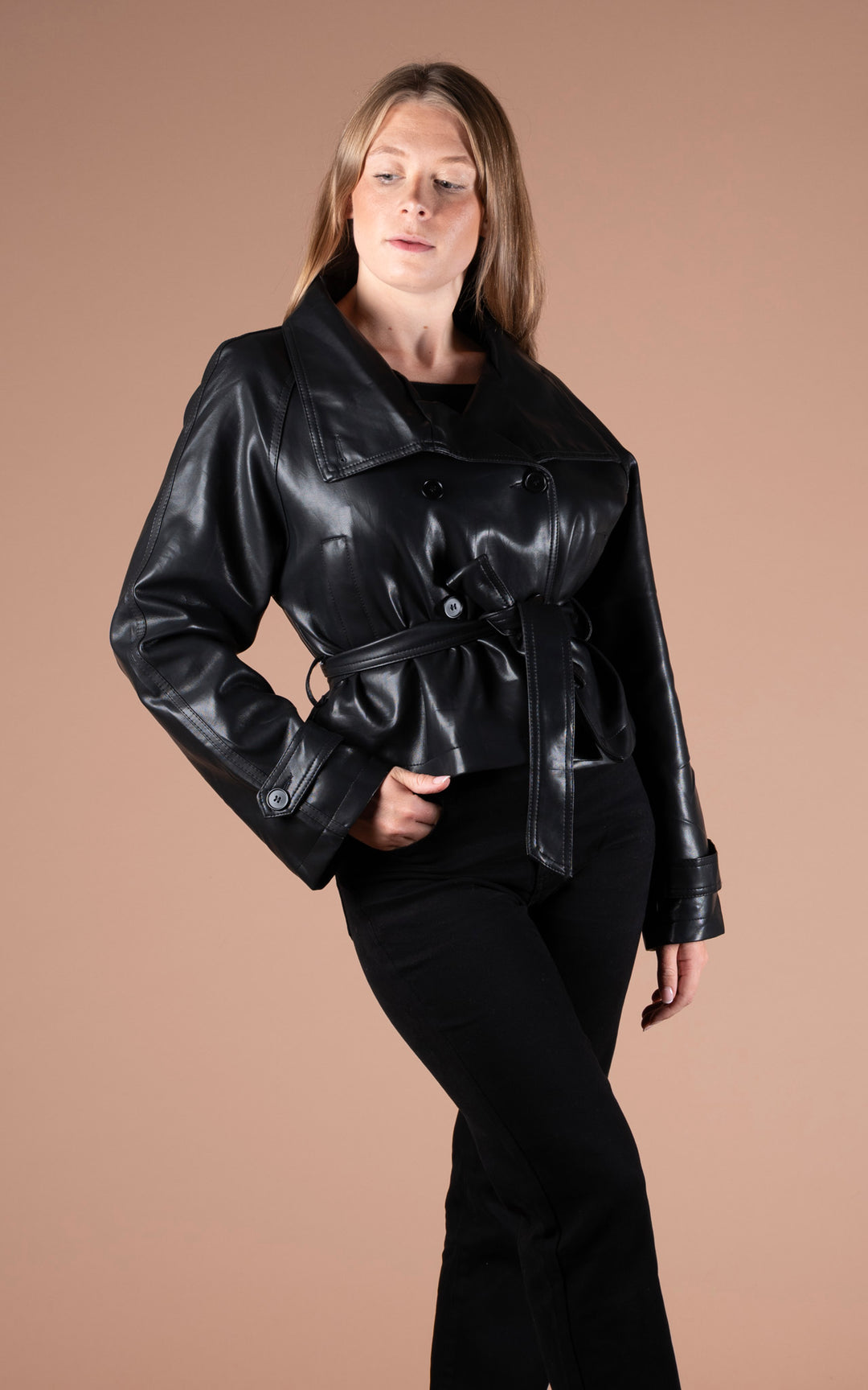 Kimora Faux Leather Jacket  | Black