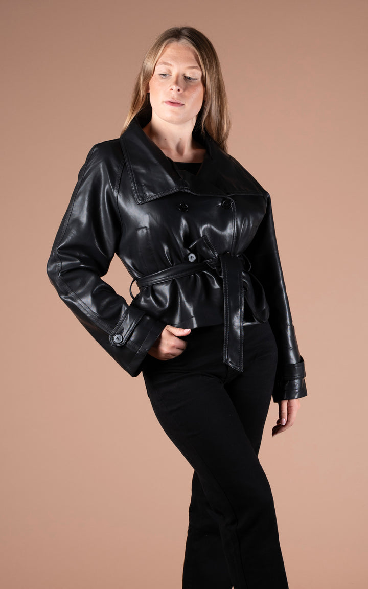 Kimora Faux Leather Jacket  | Black