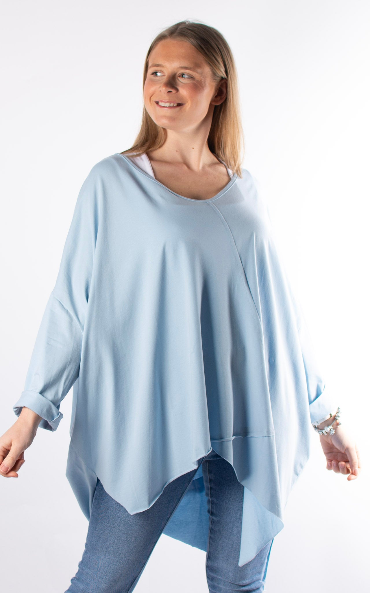 Kirsten Long Line Top | Blue – Room Lytham