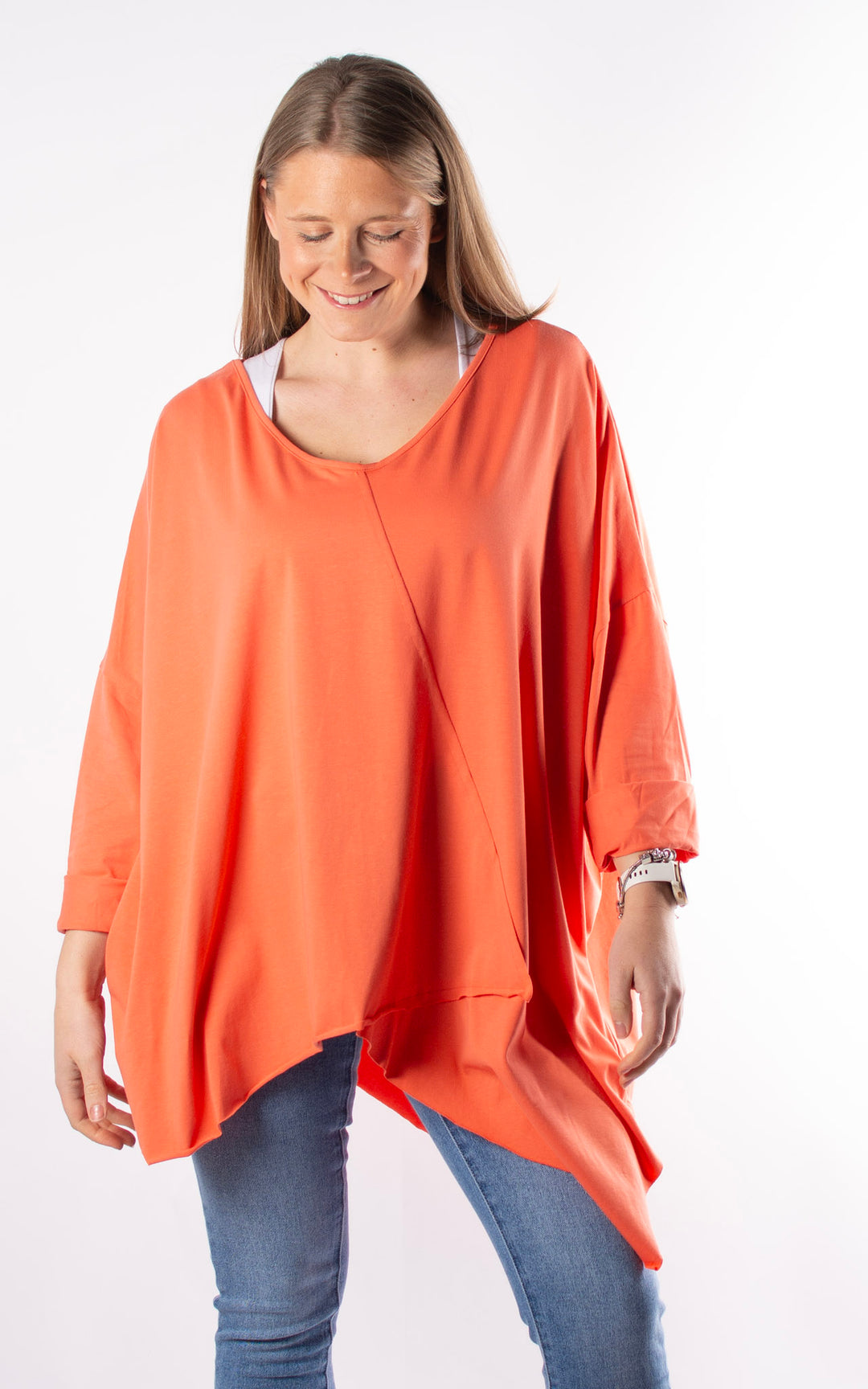 Kirsten Long Line Top | Coral