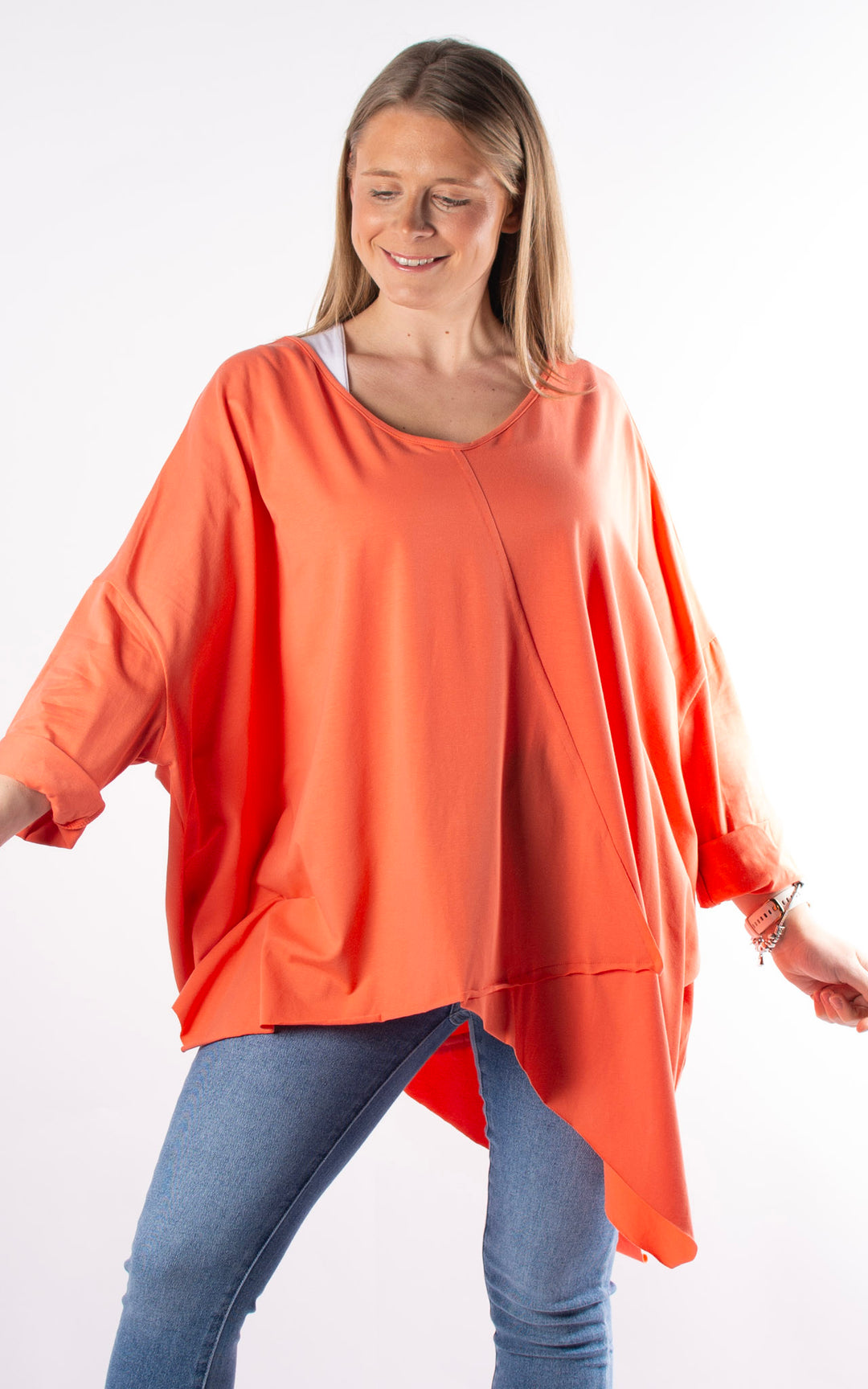 Kirsten Long Line Top | Coral