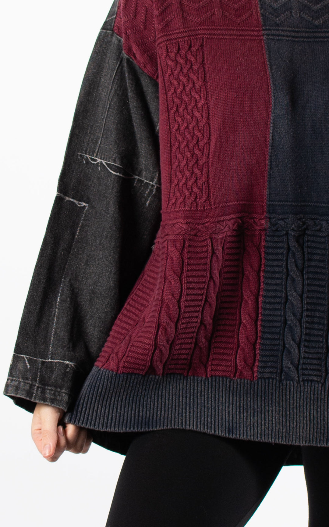 Knitted Front Jumper | Navy & Burgundy