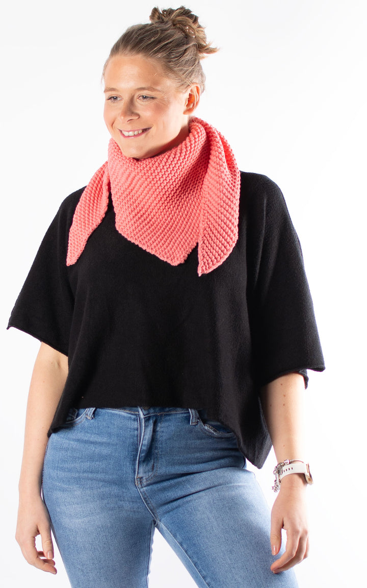 Knitted Triangle Scarf | Coral