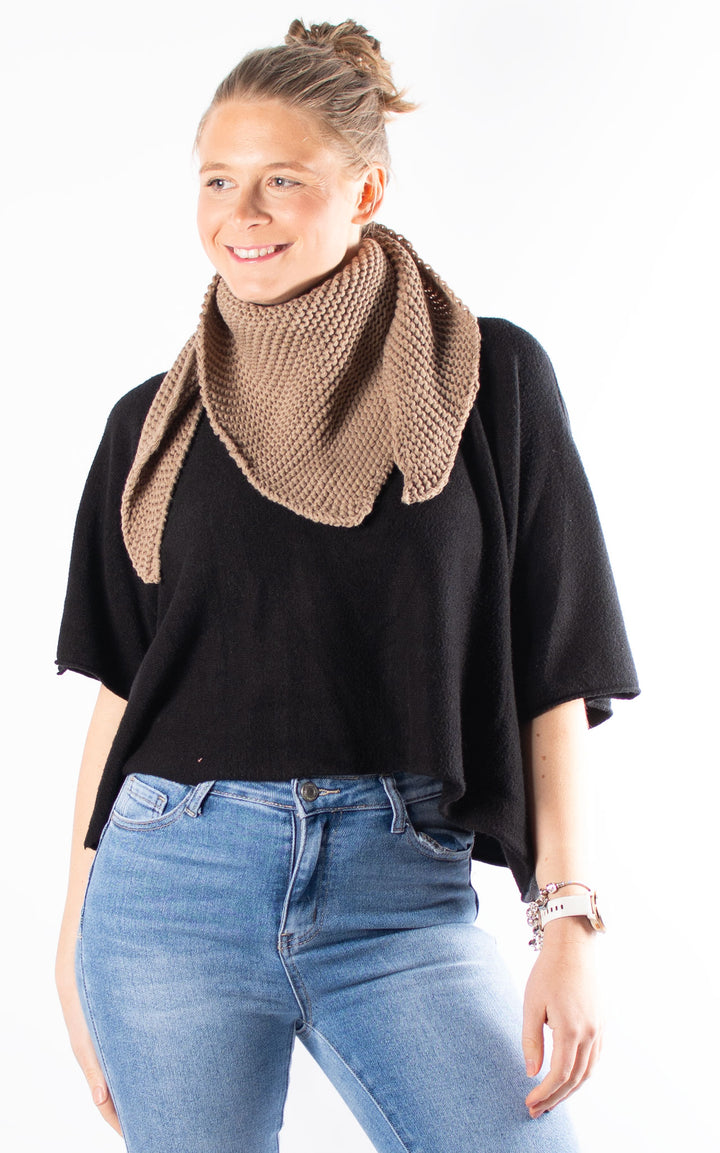 Knitted Triangle Scarf | Mocha