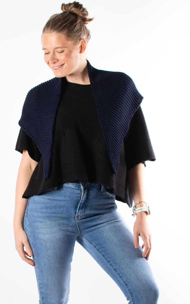 Knitted Triangle Scarf | Navy